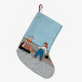 ヴィンテージリトルオランダガールボーイ伝統的ドレス スモールクリスマスストッキング (正面 (吊り時))