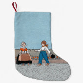 ヴィンテージリトルオランダガールボーイ伝統的ドレス スモールクリスマスストッキング (正面)
