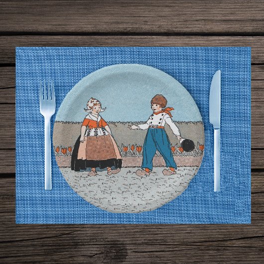 ヴィンテージリトルオランダガールボーイ伝統的ドレス ペーパープレート