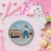 ヴィンテージリトルオランダガールボーイ伝統的ドレス ペーパープレート (パーティー)