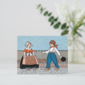 ヴィンテージリトルオランダガールボーイ伝統的ドレス ポストカード (スタンド正面)