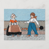 ヴィンテージリトルオランダガールボーイ伝統的ドレス ポストカード (正面)