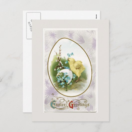 ヴィンテージリトルシックと卵のイースターポストカード シーズンポストカード (正面/裏面)