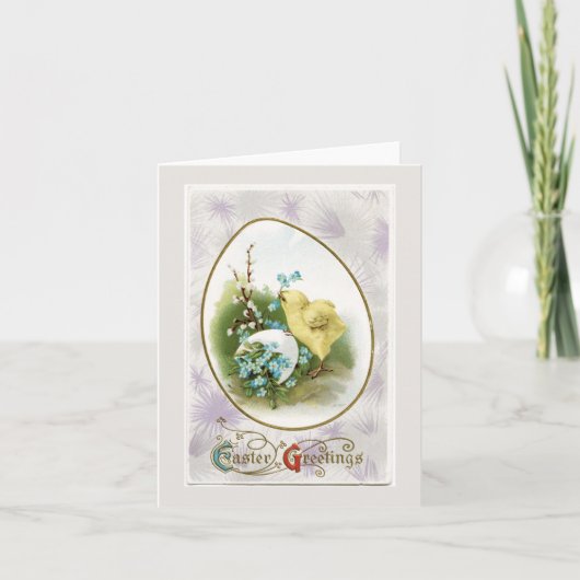 ヴィンテージリトルシックと卵イースターノートカード シーズンカード (正面)
