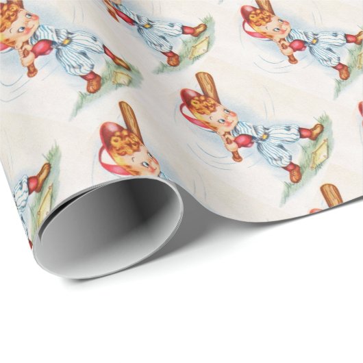 ヴィンテージリトルスラッガー野球ラッピング紙 ラッピングペーパー (ロールコーナー)