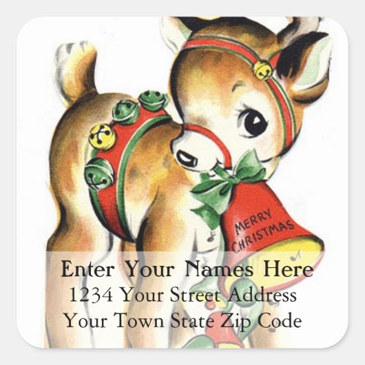 ヴィンテージリトルトインデアクリスマス住所 シール (正面)