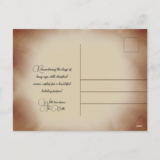 ヴィンテージリトルドラマー男の子のすてきクリスマス シーズンポストカード (裏面)