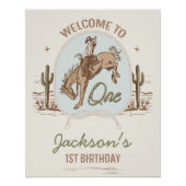 ヴィンテージリトルバッカロ1歳の誕生日ウェルカムサイン ポスター (正面)