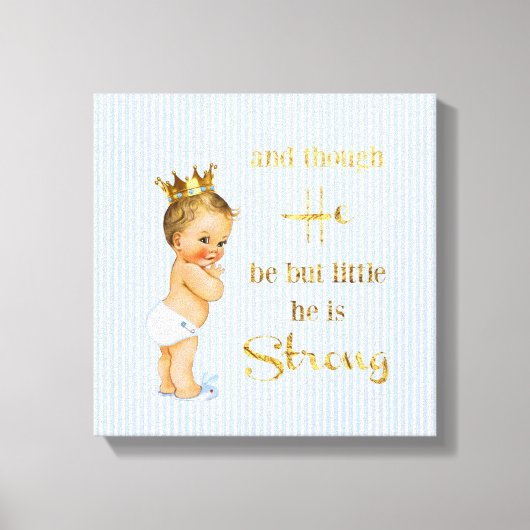 ヴィンテージリトルプリンス男の赤ちゃん金ゴールドクラウン引用文 キャンバスプリント (正面)
