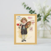 ヴィンテージリトルボーイアーティスト美しいバレンタインコピー ポストカード (スタンド正面)