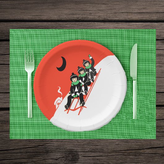 ヴィンテージリトルボーイズスリディングスノームーンハウス ペーパープレート