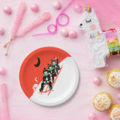 ヴィンテージリトルボーイズスリディングスノームーンハウス ペーパープレート (パーティー)