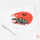 ヴィンテージリトルボーイズスリディングスノームーンハウス 楕円形シール (封筒)