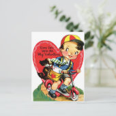 ヴィンテージリトルボーイ&ドッグオンスクーターバレンタイン ポストカード (スタンド正面)