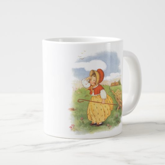 ヴィンテージリトルボーピープマザーグース子供部屋韻 ジャンボコーヒーマグカップ (正面右)