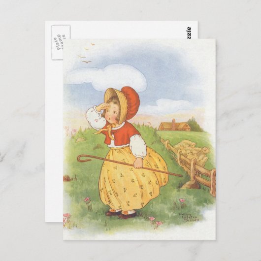 ヴィンテージリトルボーピープマザーグース子供部屋韻 ポストカード (正面/裏面)