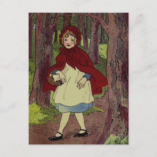 ヴィンテージリトルレッドライディングフードイラストレーション ポストカード (正面)