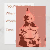 ヴィンテージリトルレッドライディングフード 招待状 (正面/裏面)