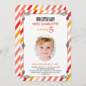 ヴィンテージリトルレディーバースデーパーティフォト招待状 招待状 (正面/裏面)