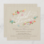 ヴィンテージリネンフローラリースブライダルシャワー招待状 招待状 (正面/裏面)