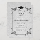 ヴィンテージリネンルックアンドオーナメント卒業 招待状 (正面/裏面)