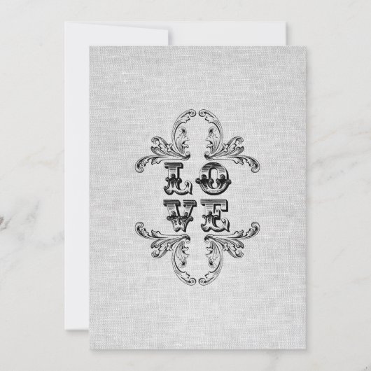 ヴィンテージリネンルック&オーナメント婚約パーティ 招待状 (裏面)