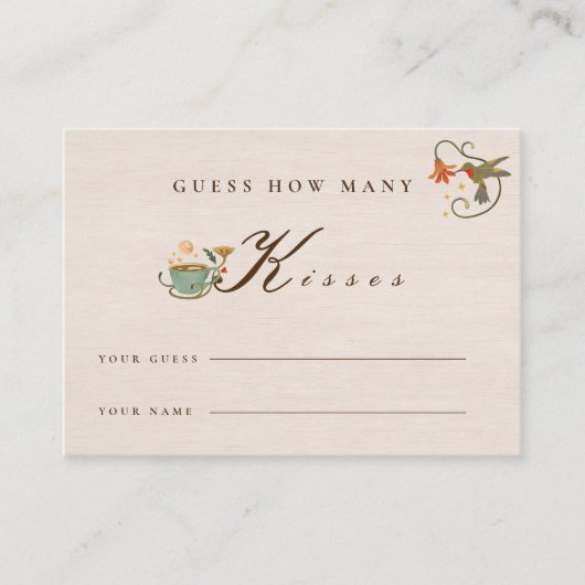 ヴィンテージリネン妖精の花ブライダルシャワーゲームカード プレイスカード (正面)