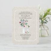 ヴィンテージリネン花とミルクボトル結婚ズ 招待状 (スタンド正面)