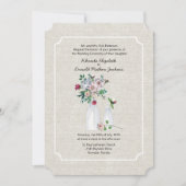 ヴィンテージリネン花とミルクボトル結婚ズ 招待状 (正面)