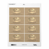 ヴィンテージリネン金ゴールドビー蜂蜜jarラベル ラベル (フルシート)