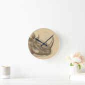 ヴィンテージリノイラストレーションオンバーラップ ラウンド壁時計 (ホーム)