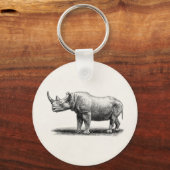 ヴィンテージリノセロスイラストレーションリノサイ キーホルダー (正面)