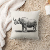 ヴィンテージリノセロスイラストレーションリノサイ クッション (ブランケット)