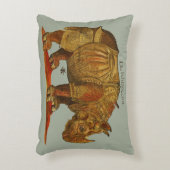 ヴィンテージリノドゥラーズライノセロスアンティーク アクセントクッション (正面(垂直))