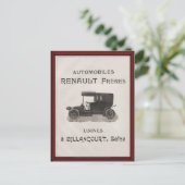 ヴィンテージリノー自動車ポスター ポストカード (スタンド正面)