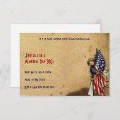 ヴィンテージリバティーガールと米国フラッグスメモリアルデー 招待状 (正面/裏面)