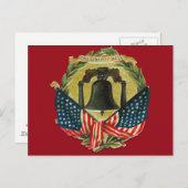 ヴィンテージリバティーベルのグリーティングカード ポストカード (正面/裏面)