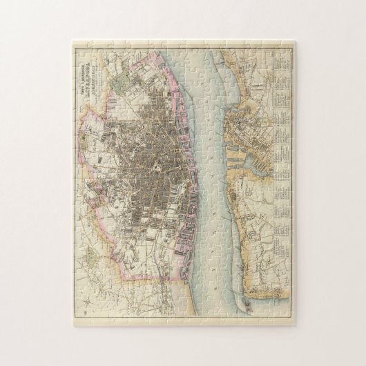 ヴィンテージリバプールの地図（1872年） ジグソーパズル (縦)