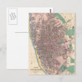 ヴィンテージリバプール・イングランドの地図(1890年) ポストカード (正面/裏面)