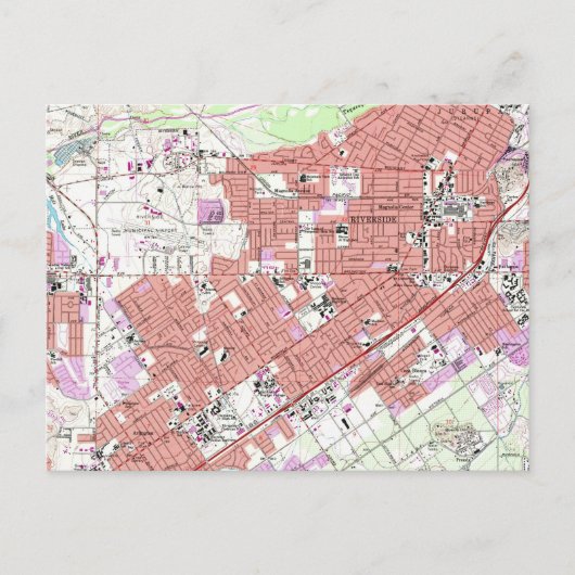 ヴィンテージリバーサイドカリフォルニアの地図(1967) ポストカード (正面)