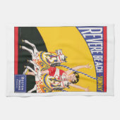 ヴィンテージリバービーチ回転木馬ポスターノスタルジック キッチンタオル (横)