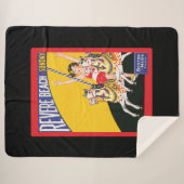 ヴィンテージリバービーチ回転木馬ポスターノスタルジック シェルパブランケット (正面(横))