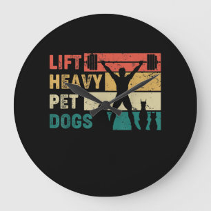 ヴィンテージリフト重いペット犬おもしろいフィットネス ラージ壁時計