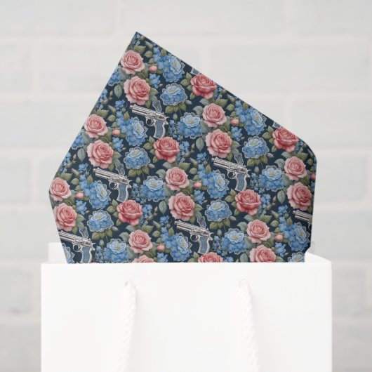 ヴィンテージリボルバーフローラとレースと花 薄葉紙 (ギフトバッグ)