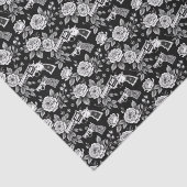 ヴィンテージリボルバー 花のイラスト モノクロ 薄葉紙 (詳細)