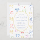 ヴィンテージリボンの水彩ベイビーシャワー 招待状 (正面)
