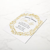 ヴィンテージリボン金ゴールドブライダルシャワー 箔招待状 (回転した状態)