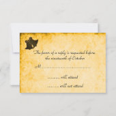 ヴィンテージリボン、金ゴールド、ブラウンウェディングRSVP 出欠カード (裏面)