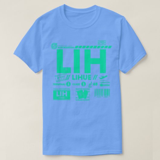 ヴィンテージリユエカウアイLIHエアポートコードトラベルデーレ Tシャツ (デザイン正面)