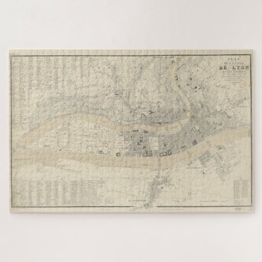 ヴィンテージリヨンの地図（1834年） ジグソーパズル (横)